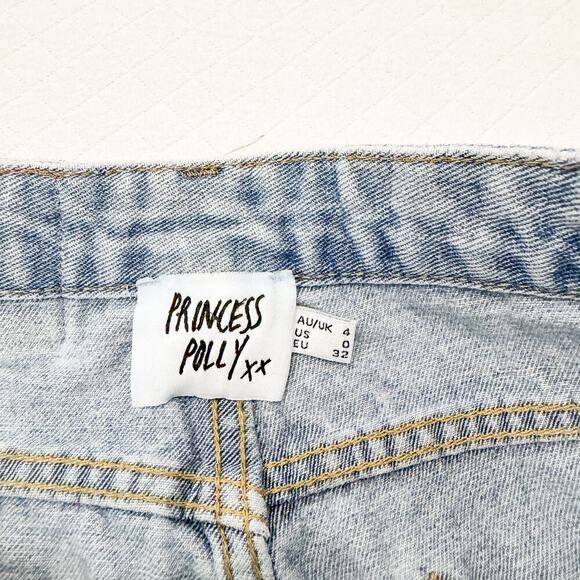 Princess Polly Light Wash Denim Mom Jeans Raw Hem Size 0 - Picture 5 of 8